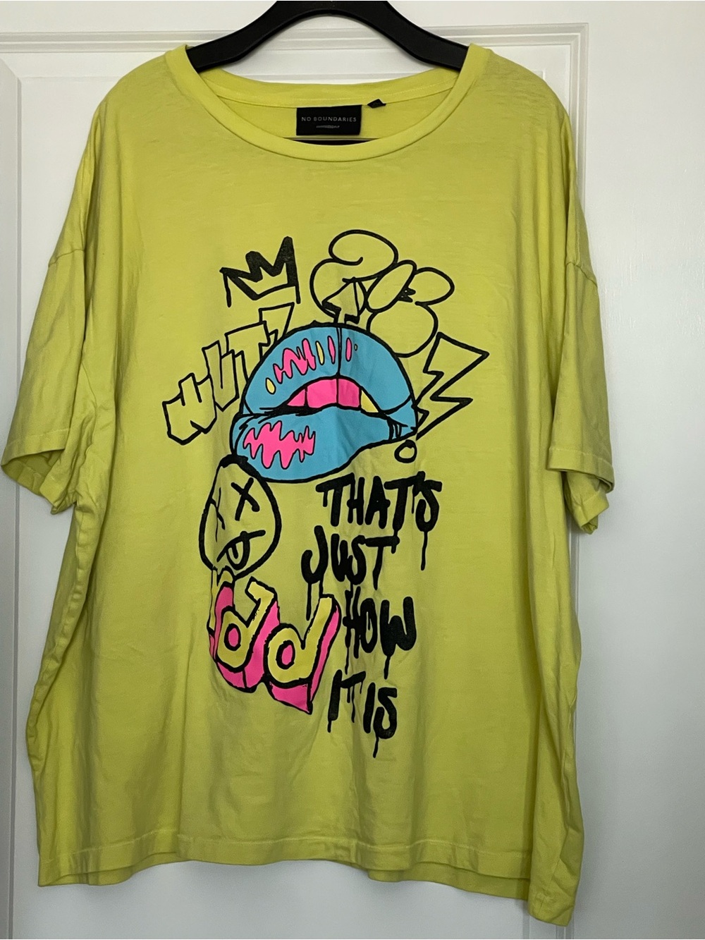 No Boundaries Neon Lime Oversized Fit Tee-Size 3XL